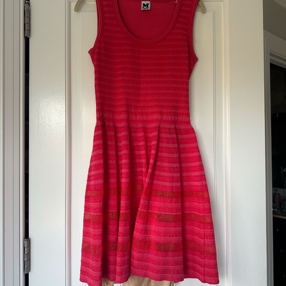 Pink/Red Missoni Striped Knit Mini Dress - Picture 4 of 9